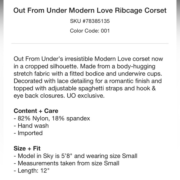 Out from Under Modern Love Cropped Lace and mesh Corset size Medium Black - Picture 3 of 13